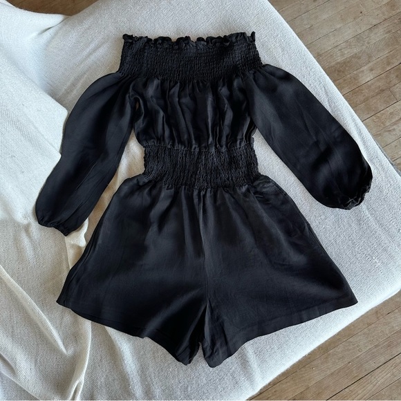 Maje Ilanda Off-The-Shoulder Romper Black XS - Picture 2 of 8